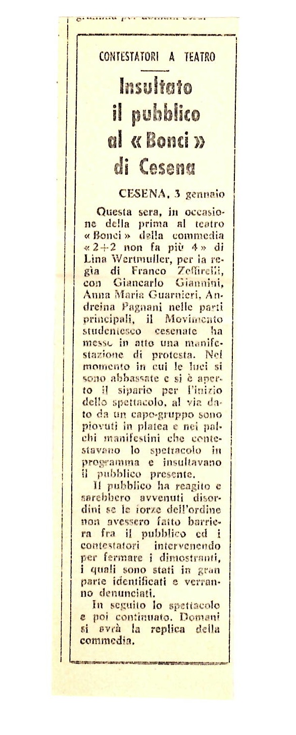 Insultato il pubblico al "Bonci" di Cesena
